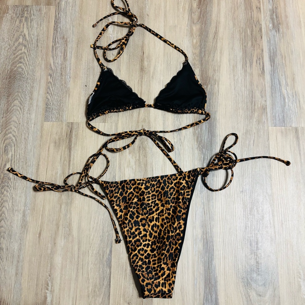 Edikted Leopard Print Lace String Triangle Bikini… - image 4